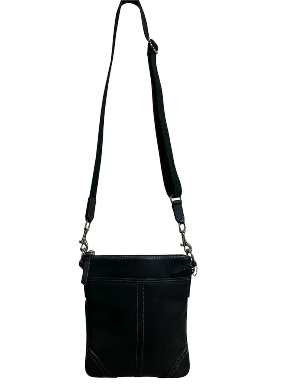 Vintage Coach Black Leather Messenger Crossbody Bag Classic Y2K